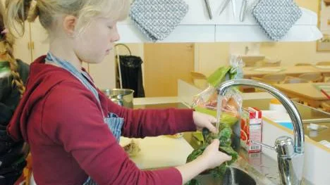 "Ibland brukar jag göra sallad hemma", säger Lisa Brännström som trivdes på skördesfesten i Övertorneå. FOTO: linda danhall
