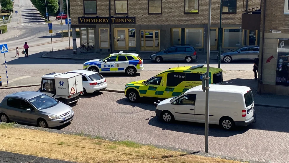 Bråket ägde rum på Storgatan, mellan kyrkan och Vimmerby Tidnings redaktion.