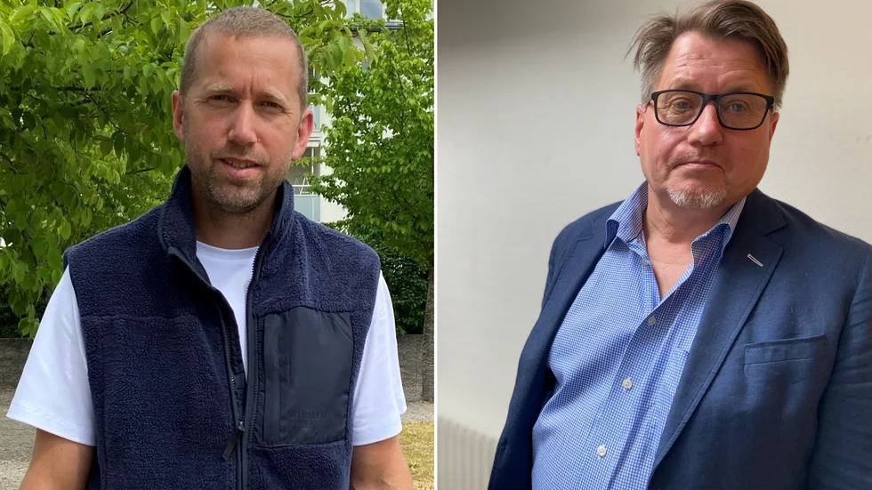 Jacob Högfeldt (M), styrelseordförande i Strängnäs Kommunföretag AB och Anders Pettersson, vd på Solör Bioenergi Fjärrvärme. De båda företagen har lagt 12 respektive 48 miljoner kronor i potten för ett miljöprojekt som startar i höst. 