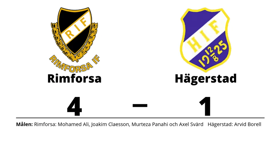Rimforsa IF B vann mot Hägerstads IF