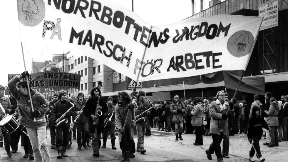 Norrbottensmarschen i Luleå den 7 april 1979, protesterade mot utflyttning från Norrbotten. Nu är situationen den omvända.