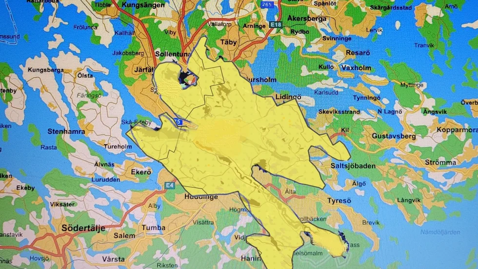 Denna yta i Stoclholm skulle vinkraftsområdet Storlandet i Gällivare täcka om det blev av. 
