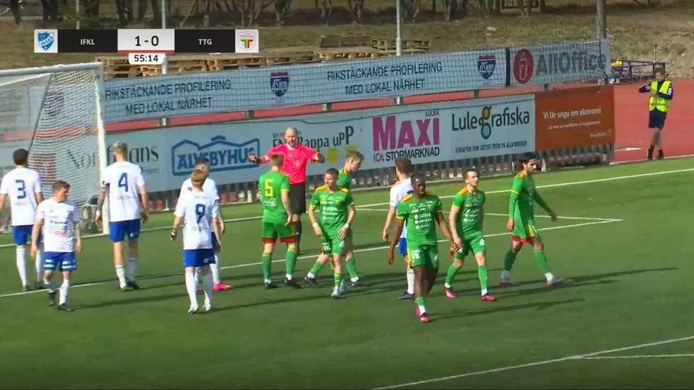 Det blev delad pott i toppmötet mellan IFK Luleå och Team TG. (Skärmdump från vår direktsändning)
