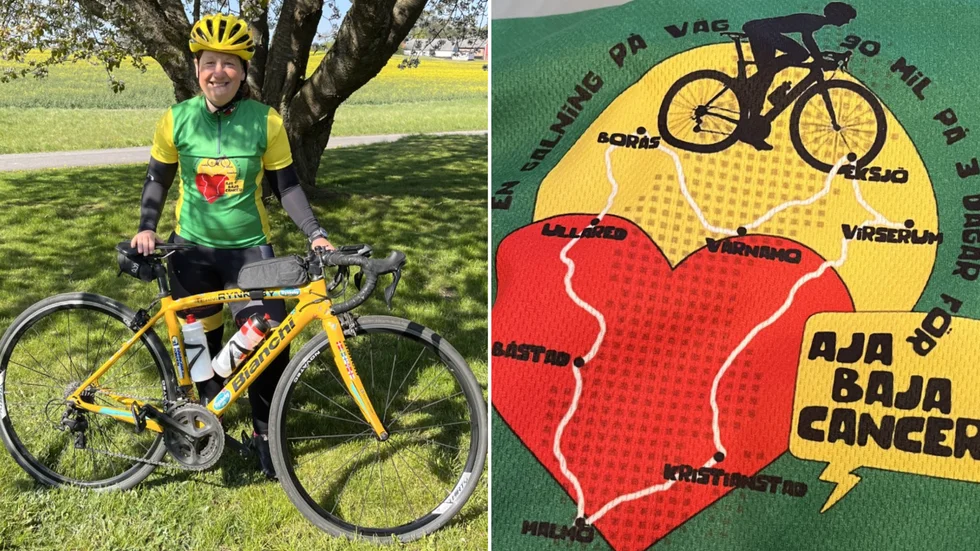Marina Svensson har lagt cykelrutten genom södra Sverige som ett hjärta. Första etappen går mellan Malmö och Virserum.