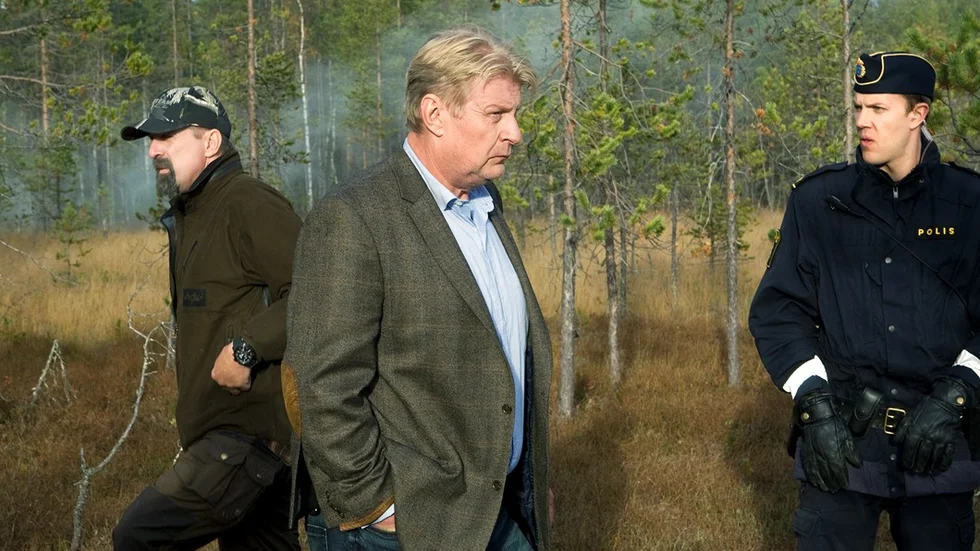 Inspelning av Jägarna 2 vid Lavberget i Överkalix. Kjell Sundvall, Rolf Lassgård och Peter Strormare