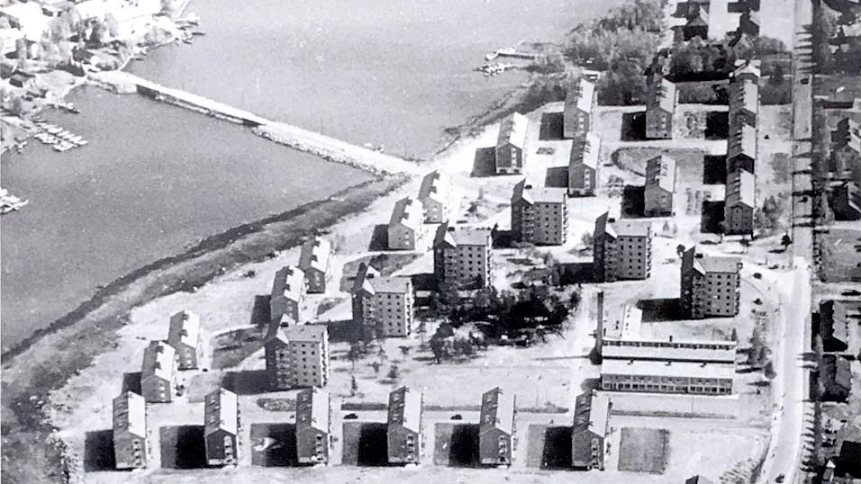 MALMUDDEN.Det nya bostadsområdet fotograferat 1952 eller 1953.