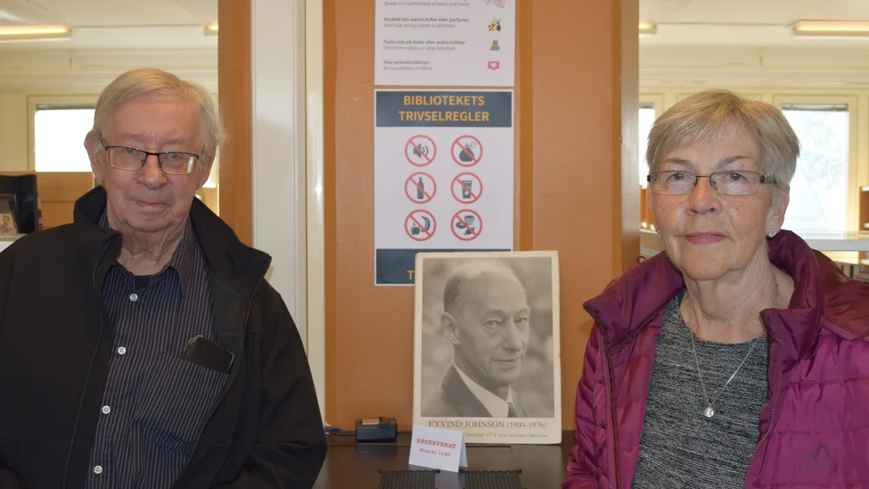 Eyvind Johnsons brorson Ola Jonsson med hustrun Ingrid närvarade vid lördagens evenemang i Boden.
