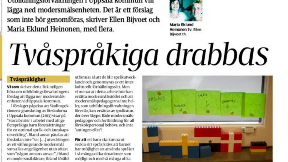 Språkutveckling. Utan tidigt modersmålsstöd tappar barn viktig kunskap, hävdar insändarskribenten.