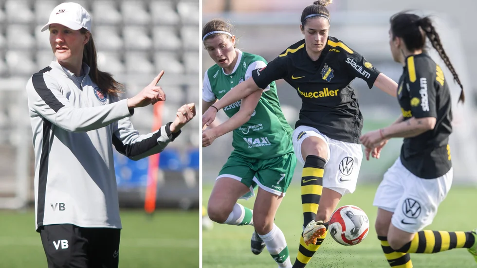 Unitedtränaren Vaila Barsley och AIK:s anfallare Daniella Famili.