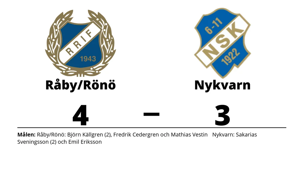 Råby-Rönö IF vann mot Nykvarns SK