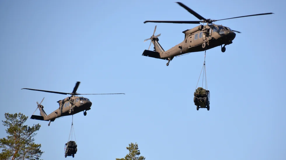 Helikopter 16 under en övning 2018. Bilden är inte tagen i Nyköping.