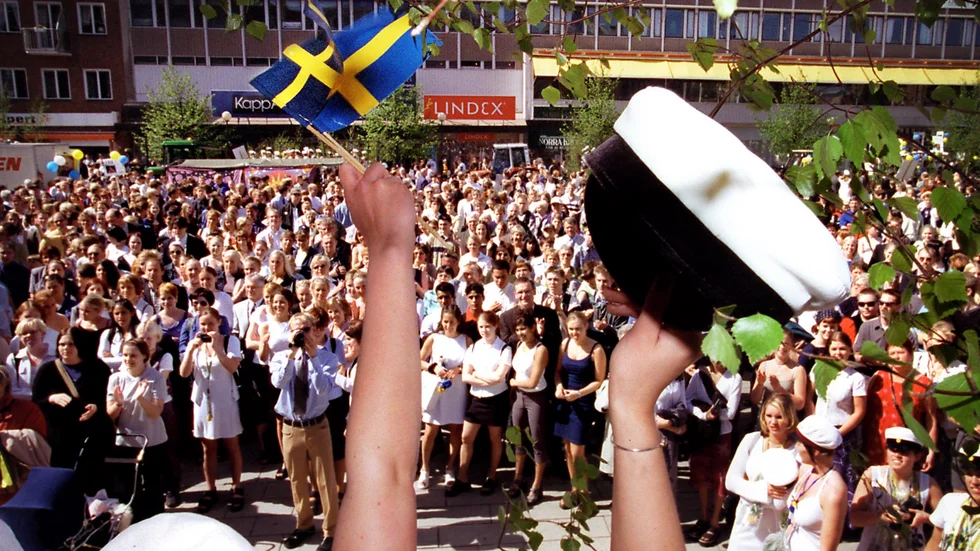 Studentfirande på Guldtorget i Skellefteå 1999. Både förr och nu är detta en stad för vinnare anser Åsa Svaberg.