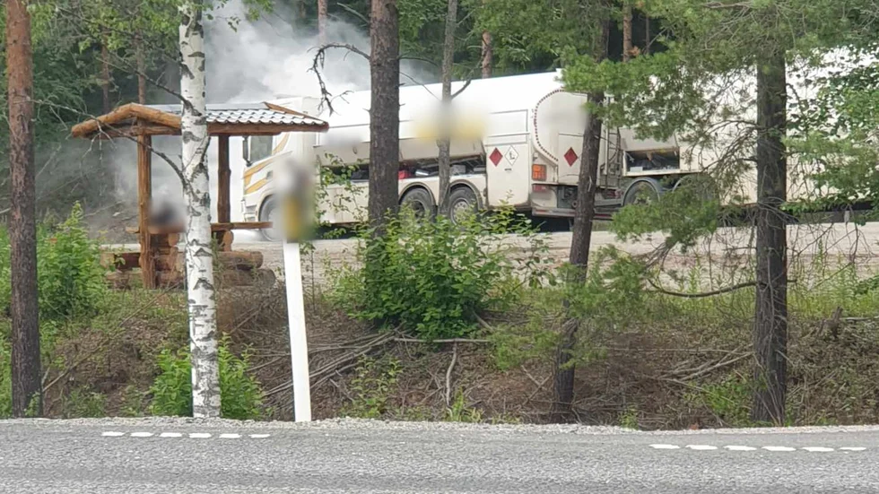 Det brann i en tankbil på en parkering utanför Renströmsgruvan.