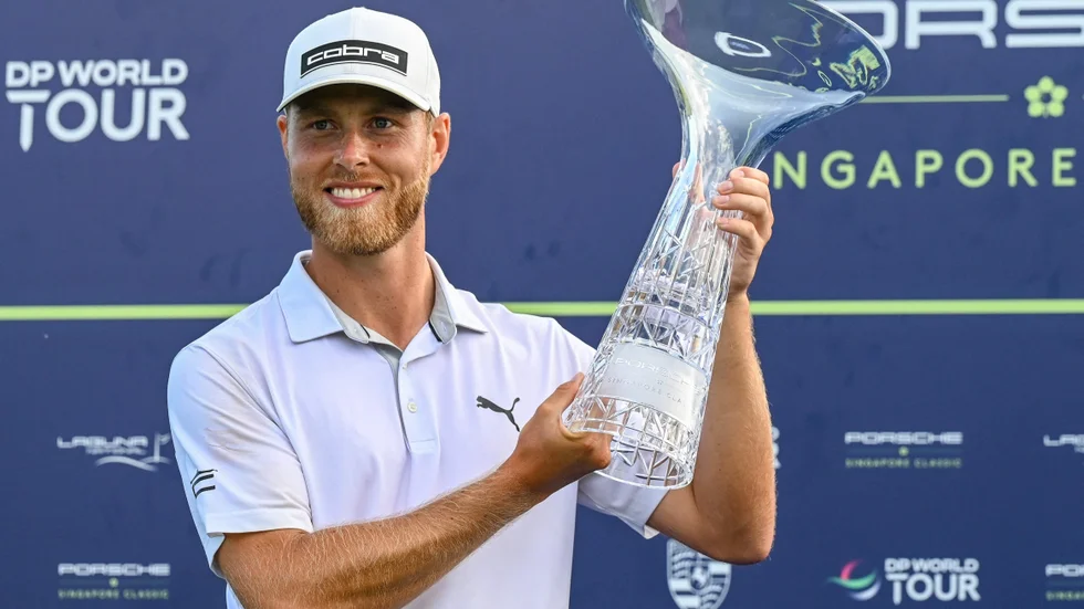 Jesper Svensson från Upsala Golfklubb efter sin första titel på DP World Tour.