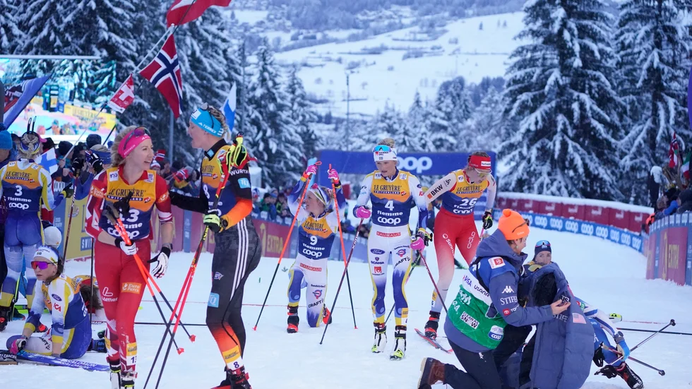 Den klassiska målgången i Val di Fiemme väntas vara kvar när Tour de Ski endast kommer arrangeras i Italien kommande säsong. Arkivbild.