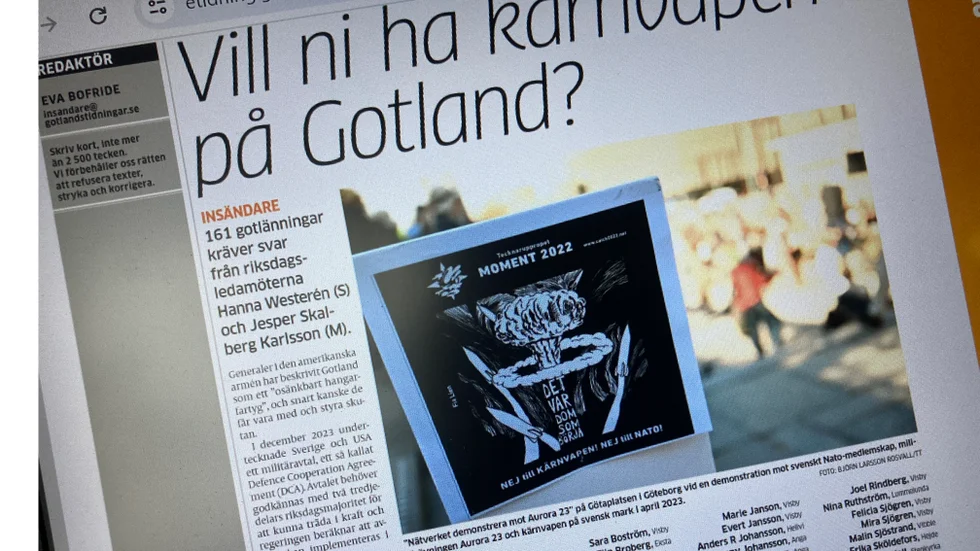 Den 1 november förra året bodde 61 093 personer på Gotland och jo, säkert finns det en och annan som inte har något emot kärnvapen. Men istället för 161 namn skulle listan troligen kunna ha 61 100 namn.