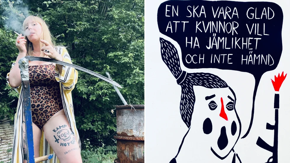 Lotta Blad Duchens hämtar sin inspiration från musik, citat, att tjuvlyssna på folk på stan och saker hon retar upp sig på i samtiden. 