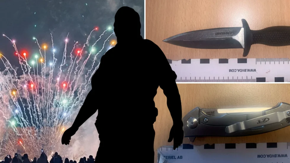 Mannen visade att han var beväpnad med två knivar.