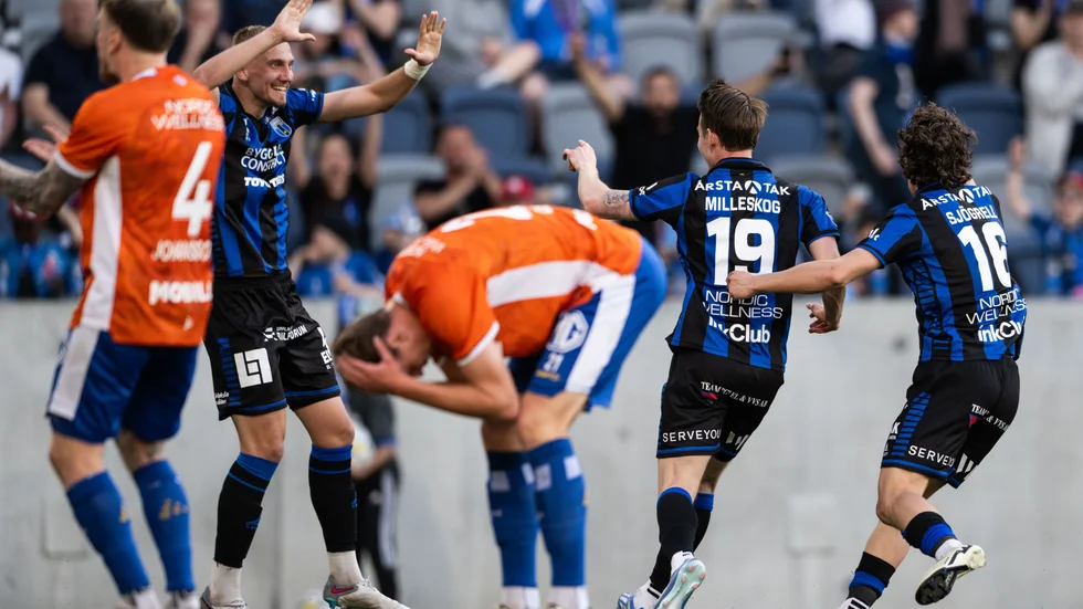 Voelkerling Persson jublar efter Milleskogs 1-0-mål i torsdags.