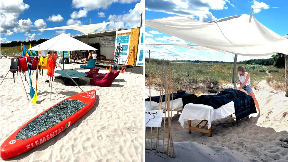 Fårö surf, yoga & massage har haft verksamhet på stranden de senaste 20 åren utan att ha sökt dispens från strandskyddet. Nu meddelar länstyrelsen att containern, avgränsningen kring massagebänkarna och tillhörande skyltning strider mot strandskyddsreglerna.