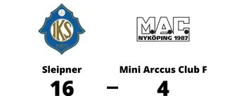 Tungt för Mini Arccus Club F - 4-16 mot Sleipner