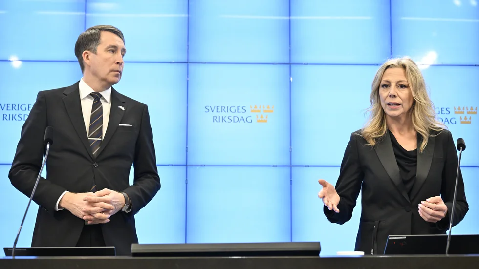 Richard Jomshof (SD) och gruppledare Linda Lindberg på torsdagen.