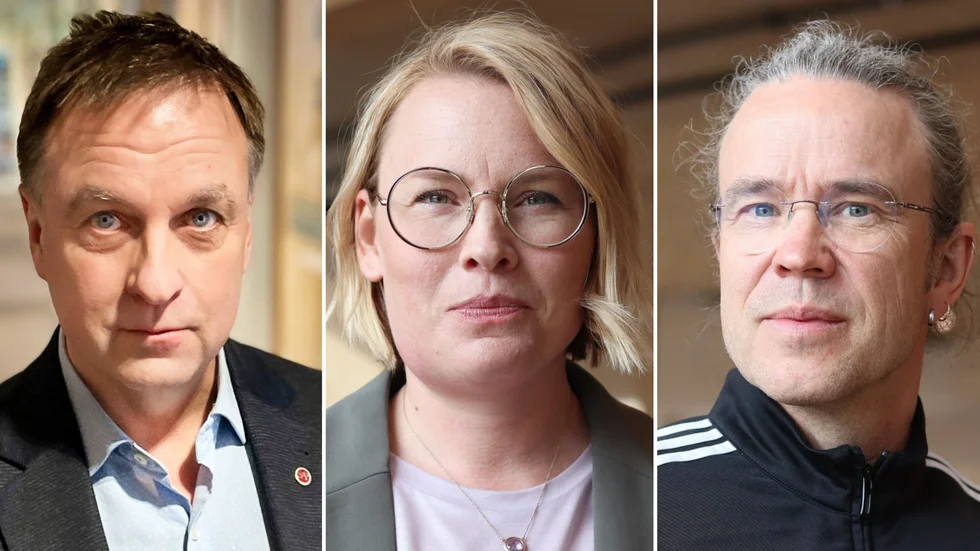 Skellefteås styrande kommunalråd. Lorents Burman (S), Evelina Fahlesson (S) och Joakim Wallström (V).