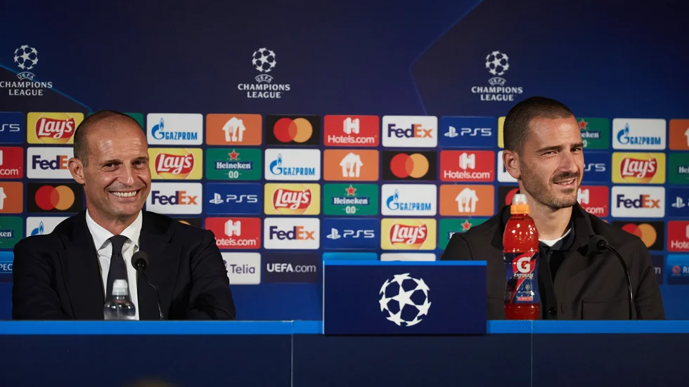 Juventus tränare Massimiliano Allegri och försvararen Leonardo Bonucci var på glatt humör – trots en skakig start på Serie A – inför tisdagens Champions League-premiär borta mot Malmö FF.