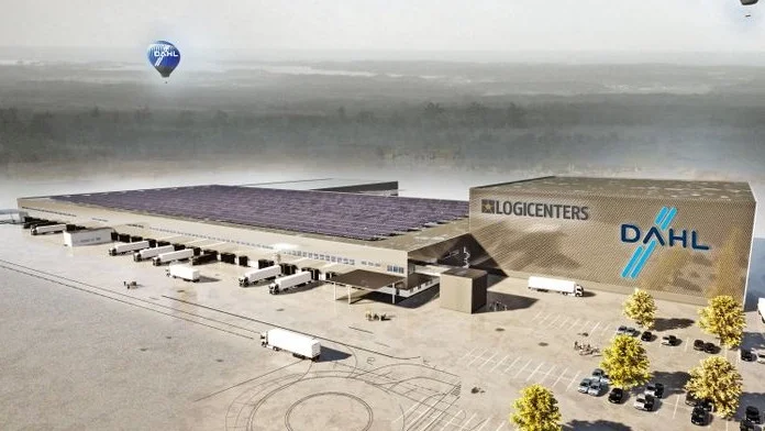 Bålsta logistikpark växer. 2023 kommer denna byggnad att stå klar på tomterna bakom Dagabs stora lager som just nu byggs nära brandstationen.