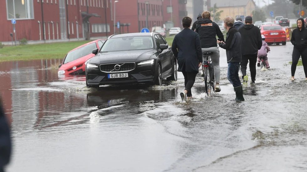Gävle drabbades av omfattande översvämningar efter tisdagens och onsdagens regnande.