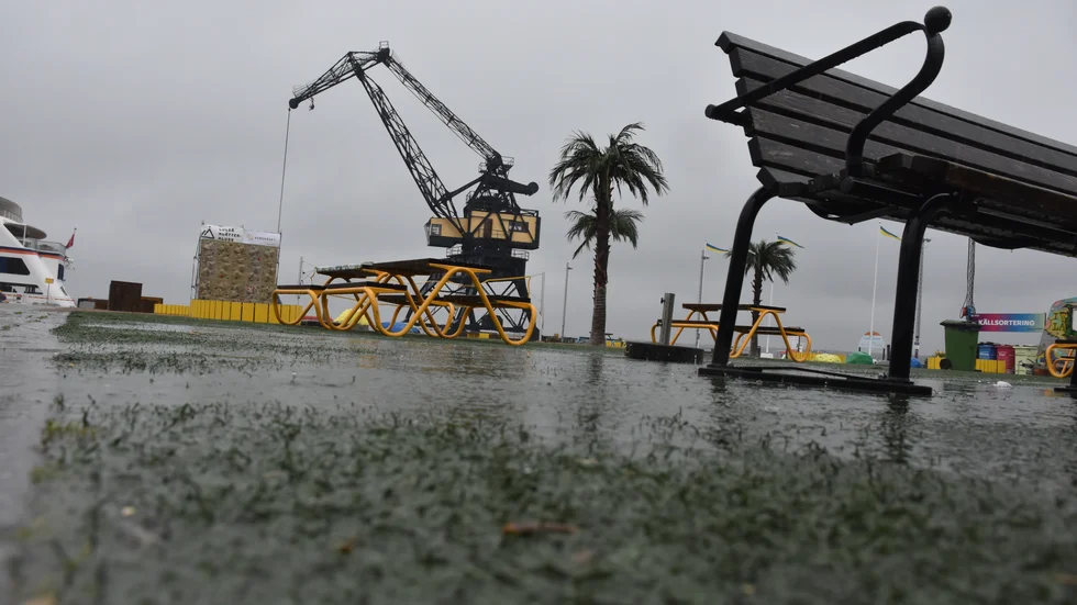 Regn i Luleå södra hamn.