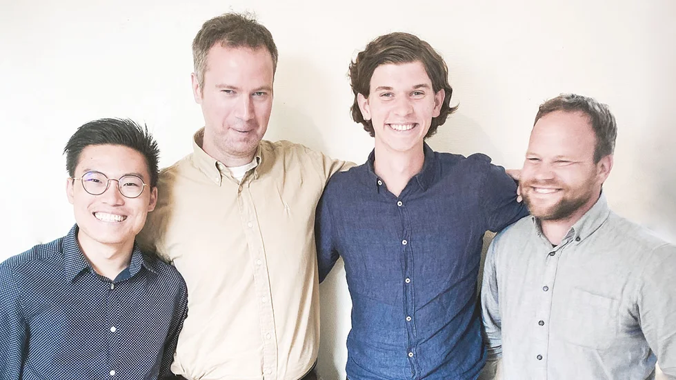 Alderic Wong, Philip Eriksson, Axel Svensson och Daniel Andersson är teamet bakom företaget Vattn, som nu tilldelats 300 000 kronor av Vinnova.