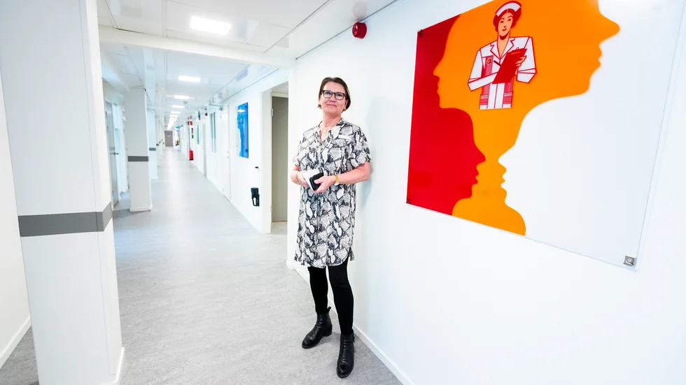Lena Lindbäck, arbetsförmedlare och skyddsombud, i lokalerna som för dagen står relativt oanvända, på grund av pandemin.