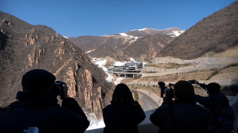 Det alpina skidcentret i Yanqing, utanför Peking. Arkivbild.