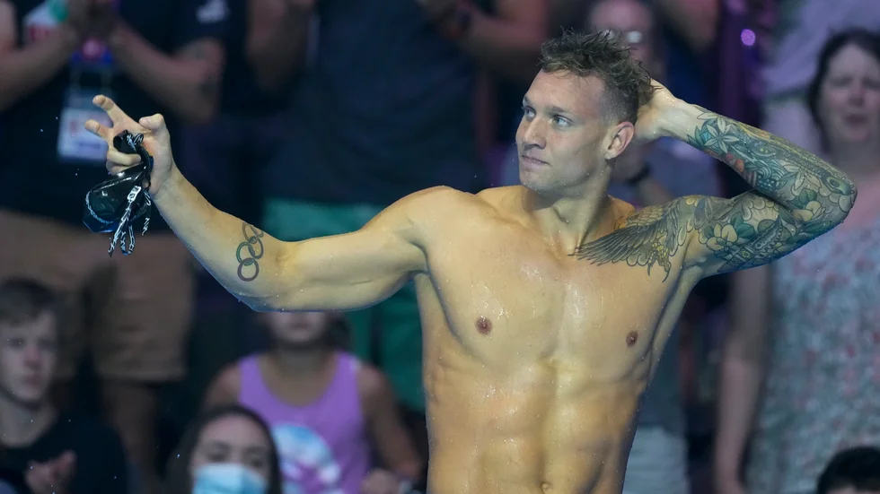 Caeleb Dressel under de amerikanska OS-uttagningarna i juni. Arkivbild.