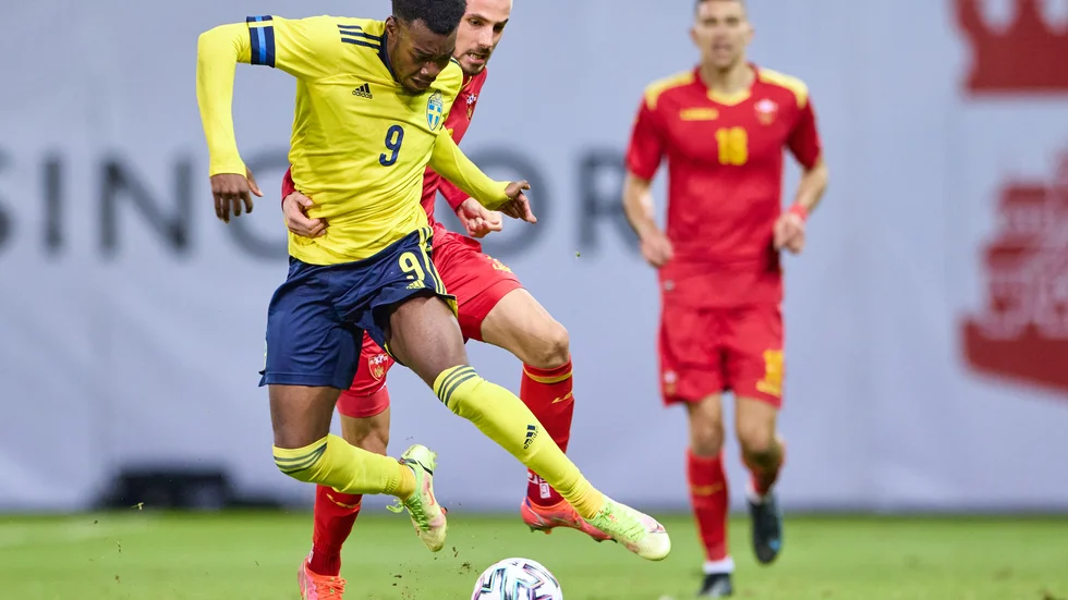 Anthony Elanga spelade hela matchen för Sverige men blev mållös. Arkivbild.