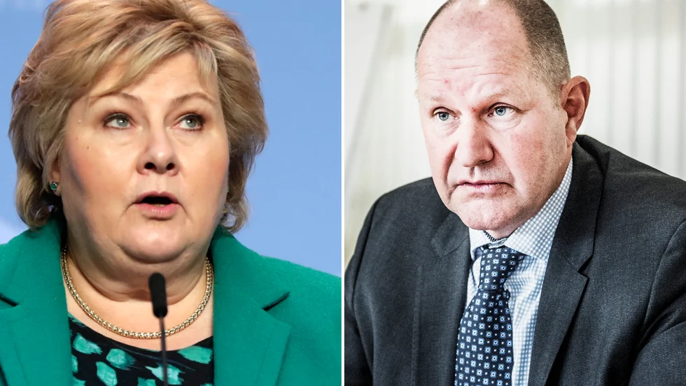  Norges statsminister Erna Solberg och MSB:s tidigare generaldirektör Dan Eliasson. 