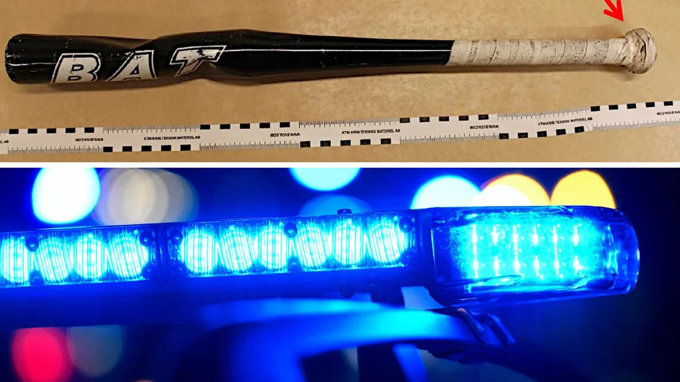 Ett bollträ beslagtogs hos en av de misstänkta under utredningens gång. Den översta bilden är från den förundersökning som lämnats in till tingsrätten.