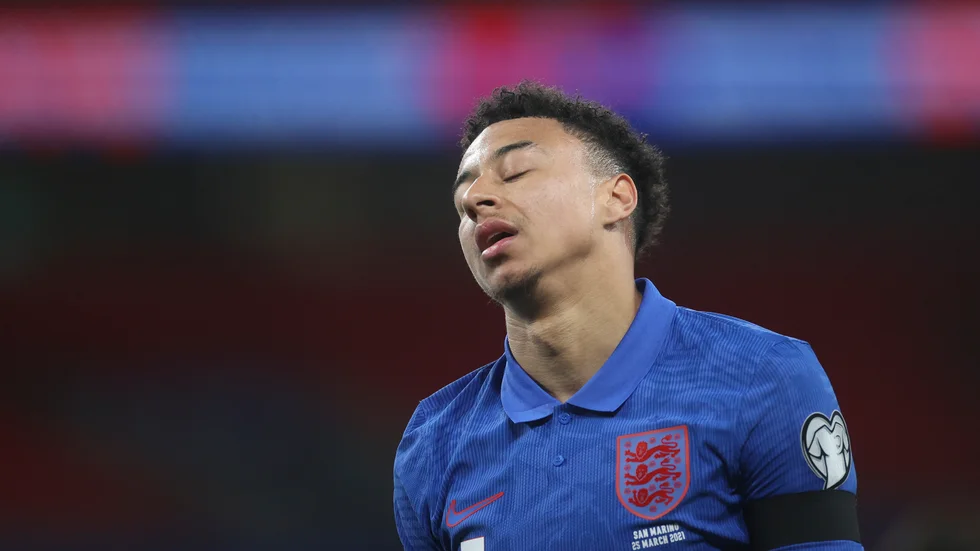 Jesse Lingard får inte spela i fotbolls-EM för England. Arkivbild.