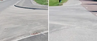 Cykelbanan som gör att cyklisterna hamnar på gatan