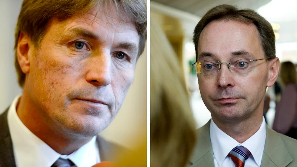 Partipolitiska förbindelser med skandalbolaget Allra: Till vänster Thomas Bodström, fd justitieminister (S), fd styrelseledamot. Till höger Gunnar Axén, fd ordförande (M) i riksdagens socialförsäkringsutskott, nuvarande styrelseordförande i Allra.