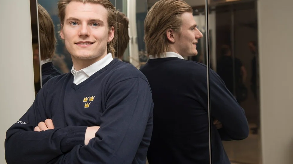 Lias Andersson var en av två tvåmålsskyttar när Sverige krossade Schweiz med 7–2. Arkivbild.