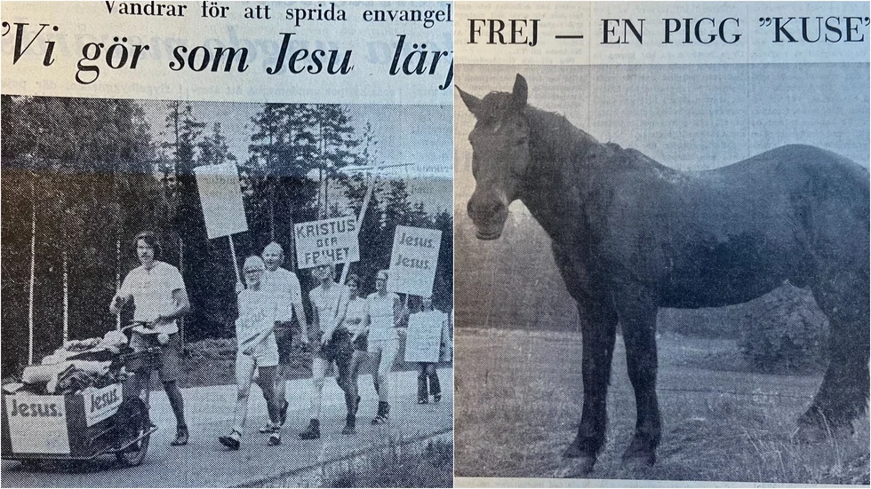 Jesusvandrare från Ansgarsgården och en urgammal häst från Österåker återfanns i dagens tidning 1972.