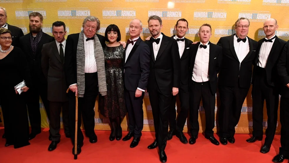Guhn Andersson längst till vänster, bilden är tagen vid filmens premiärvisning den 19 december 2016.