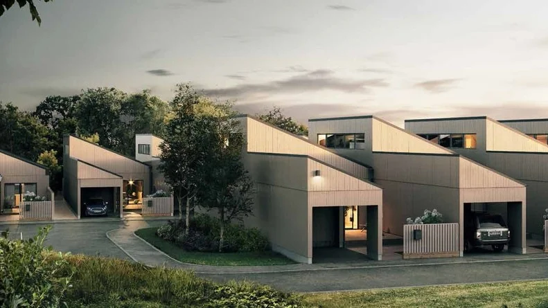Arkitektkontoret Kod vann elevernas omröstning. Kod hade bland annat lämnat en bild på sågtandade radhus. Kod ska nu ta fram ett förslag på hur bostäderna i Munktellstaden ska se ut.