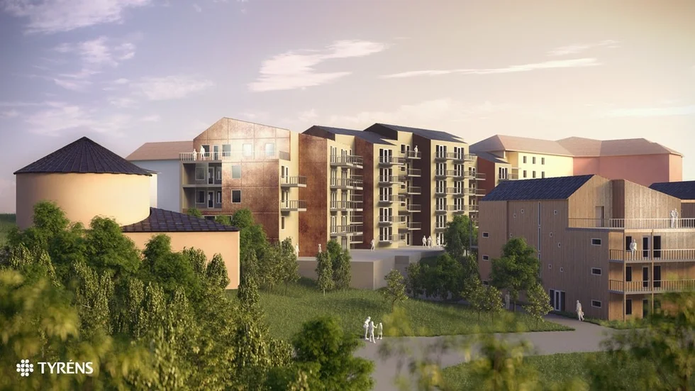 Arkitekternas gestaltning över hur byggnationen i kvarteret Degeln kan se ut.
