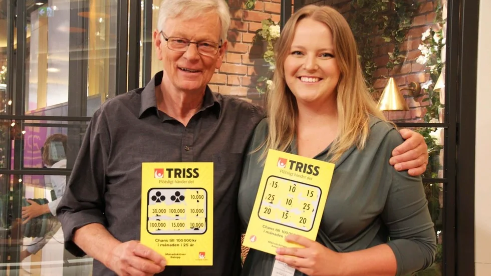 Gunnar Schwartz från Torshälla skrapade hem 1,8 miljoner kronor under lördagsmorgonen. Han delar vinsten med sina två döttrar, Matilda som är med på bilden, och Josefine.