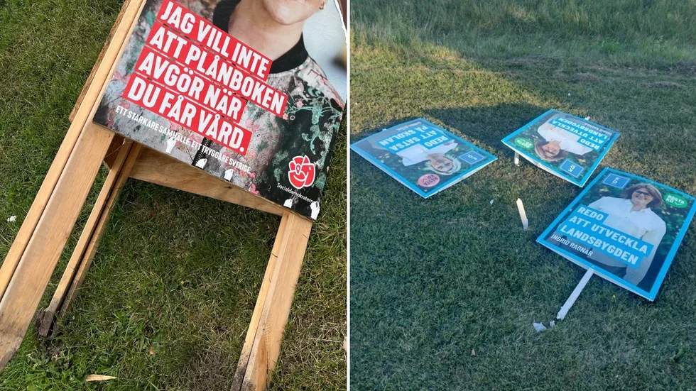 Både Socialdemokraterna och Kristdemokraterna i Östhammars kommun har fått sina valaffischer vandaliserade.