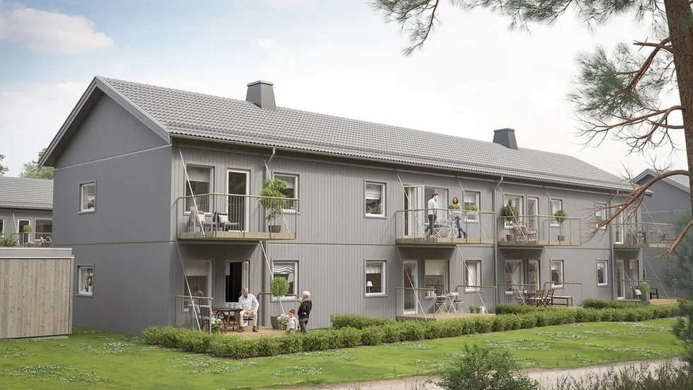 Skiss över de nya bostäderna i Österkärv.