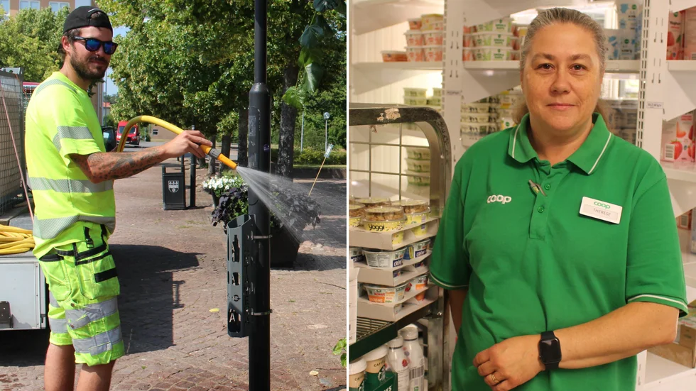 Ludwig Sundström och Therese Johansson uppskattar båda temperaturen på sina arbetsplatser.